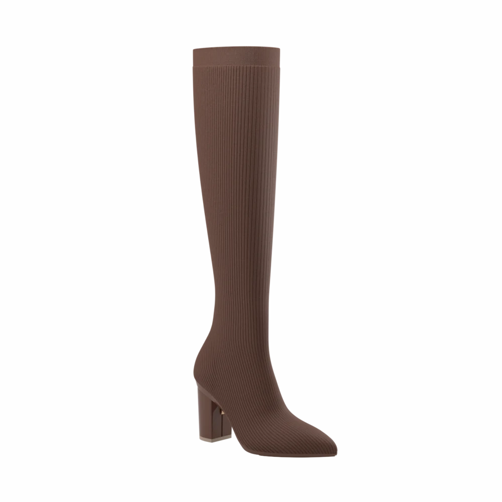 The Knee High Boot Walnut Knit   Block Heel Kit 4 Walnut - FINAL SALE