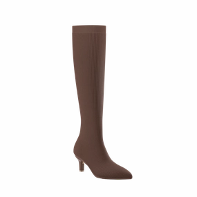 The Knee High Boot Walnut Knit   Stiletto Heel Kit 3 Walnut - FINAL SALE