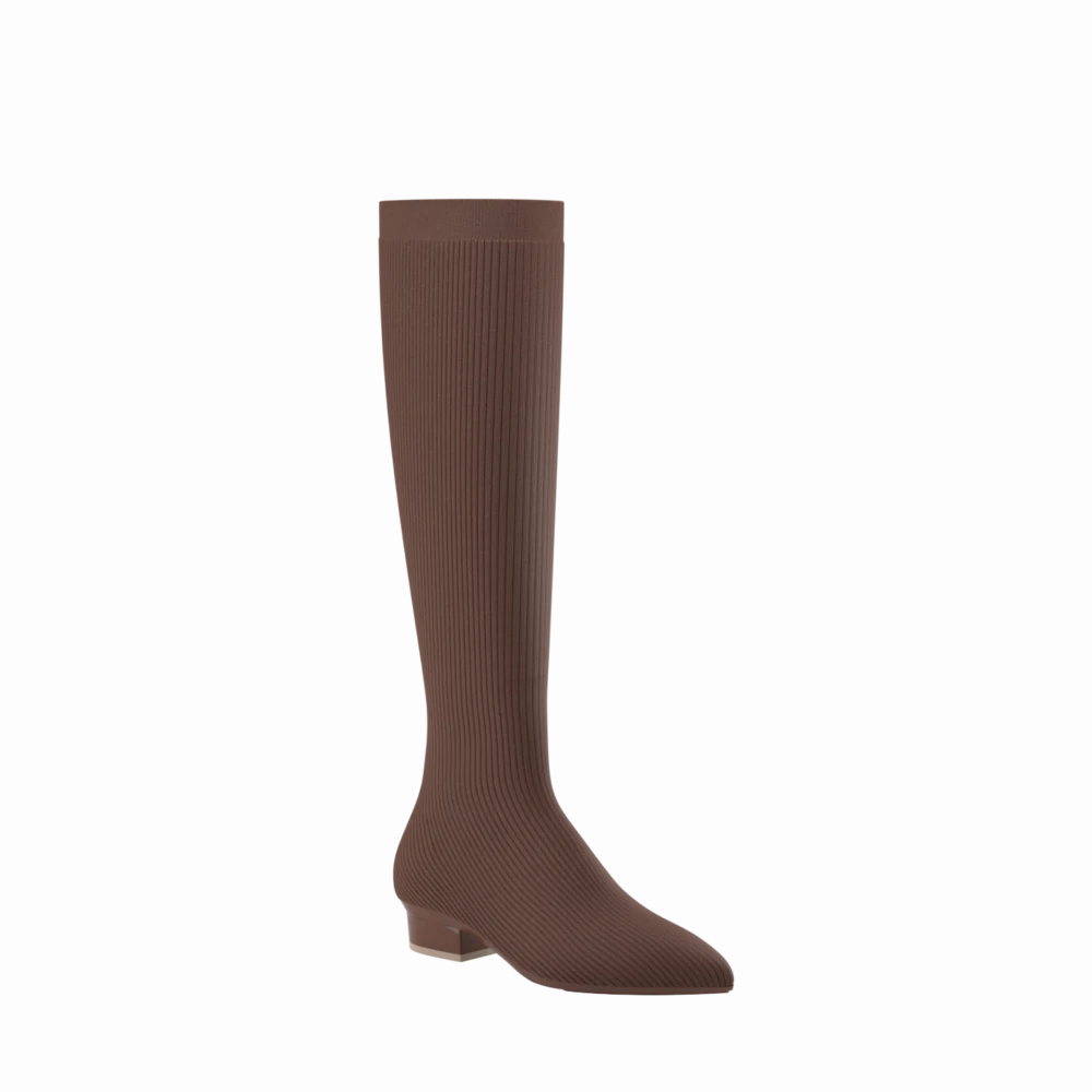 The Knee High Boot Walnut Knit   Stiletto Heel Kit 3 Walnut - FINAL SALE