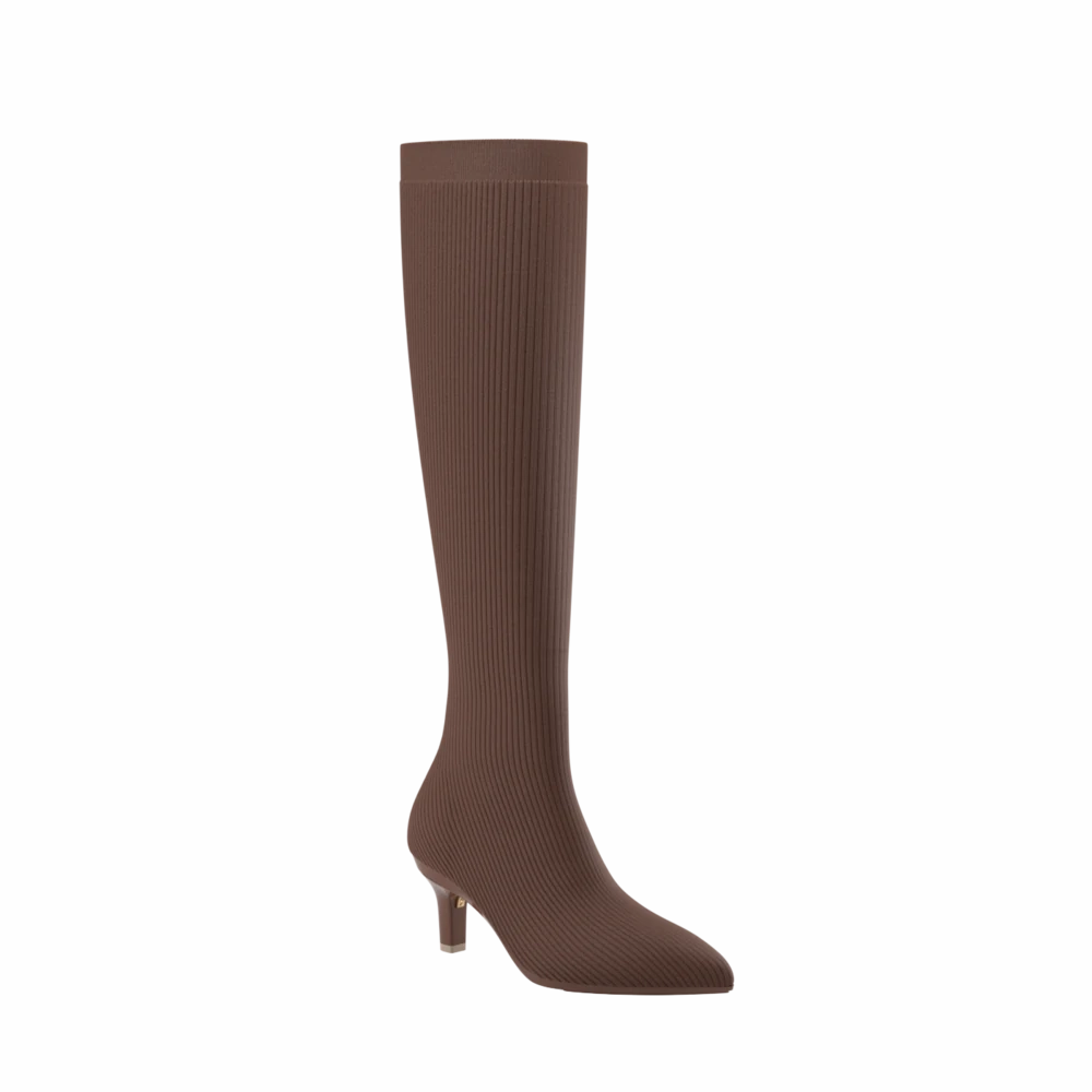 The Knee High Boot Walnut Knit   Stiletto Heel Kit 3 Walnut - FINAL SALE