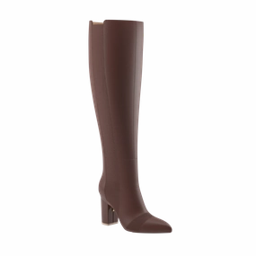 The Knee High Boot Walnut Leather   Block Heel Kit 4 Walnut - FINAL SALE