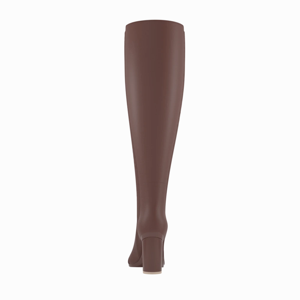 The Knee High Boot Walnut Leather   Block Heel Kit 4 Walnut - FINAL SALE