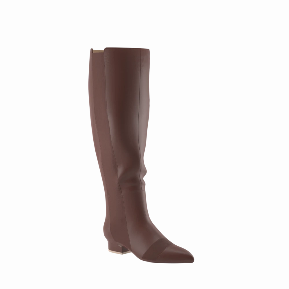 The Knee High Boot Walnut Leather   Stiletto Heel Kit 3 Walnut - FINAL SALE