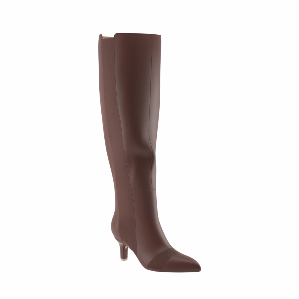 The Knee High Boot Walnut Leather   Stiletto Heel Kit 3 Walnut - FINAL SALE