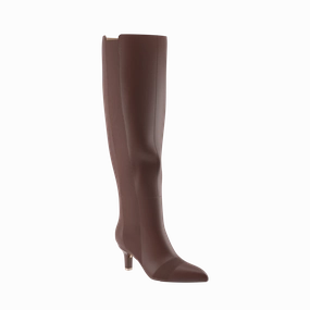 The Knee High Boot Walnut Leather   Stiletto Heel Kit 3 Walnut - FINAL SALE