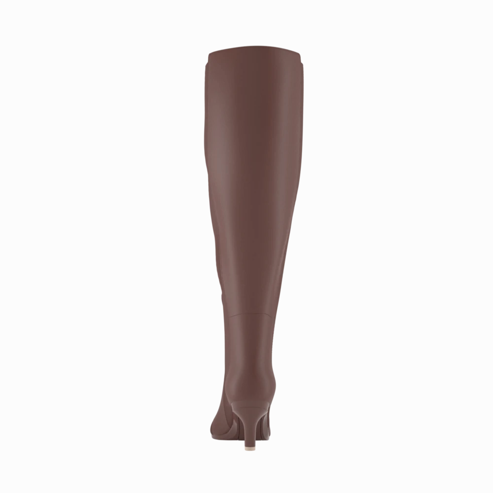 The Knee High Boot Walnut Leather   Stiletto Heel Kit 3 Walnut - FINAL SALE